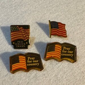 Lapel Pin Flag Pray for our Troops Patriotic and country Vintage tie tack